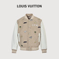Louis Vuitton Animal-Embroidered Varsity Jacket | Beige & Ivory