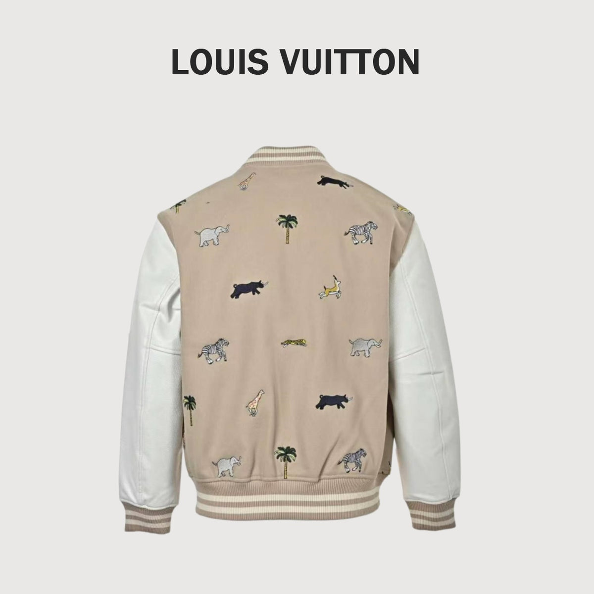 Louis Vuitton Animal-Embroidered Varsity Jacket | Beige & Ivory