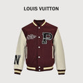 Louis Vuitton Embroidered Letter-Emblem Varsity Jacket | Burgundy & Cream