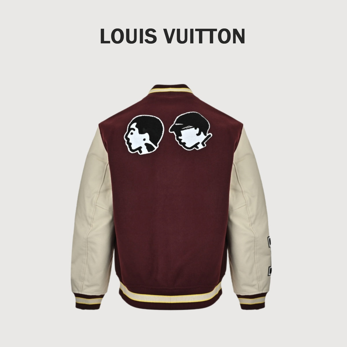 Louis Vuitton Embroidered Letter-Emblem Varsity Jacket | Burgundy & Cream