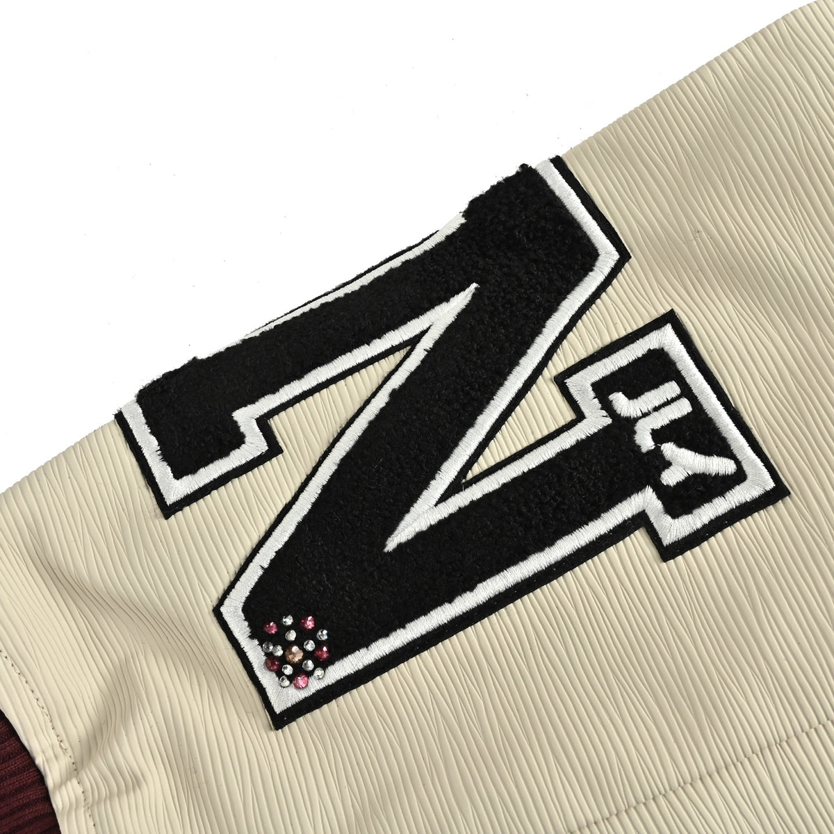 Louis Vuitton Embroidered Letter-Emblem Varsity Jacket | Burgundy & Cream