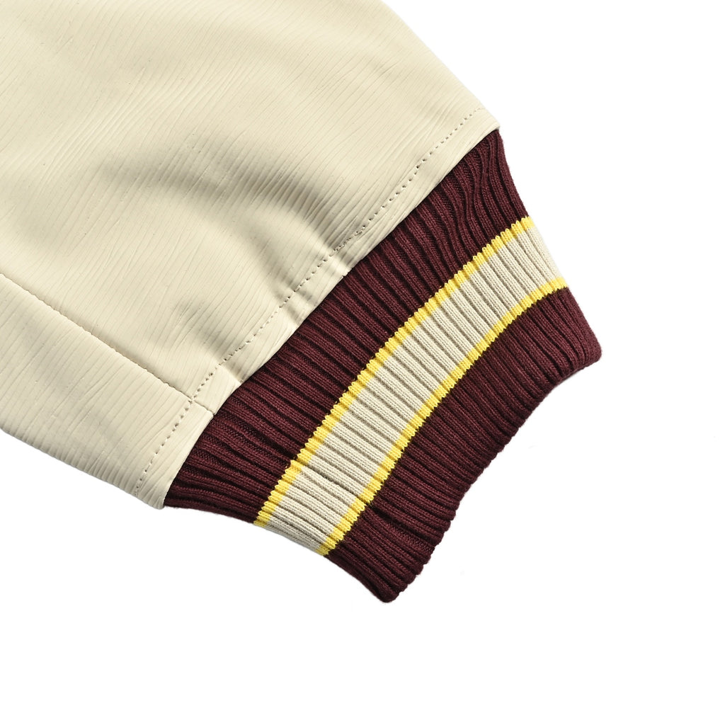 Louis Vuitton Embroidered Letter-Emblem Varsity Jacket | Burgundy & Cream