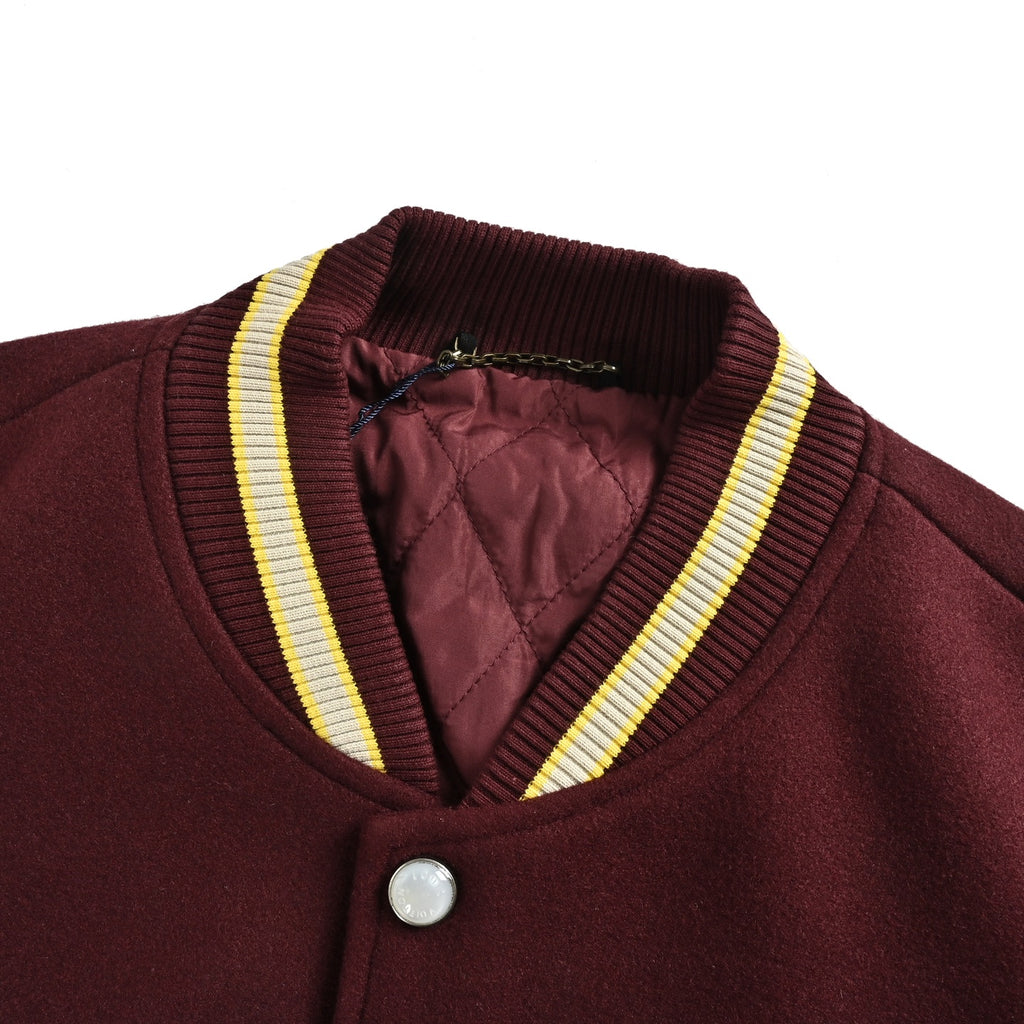 Louis Vuitton Embroidered Letter-Emblem Varsity Jacket | Burgundy & Cream