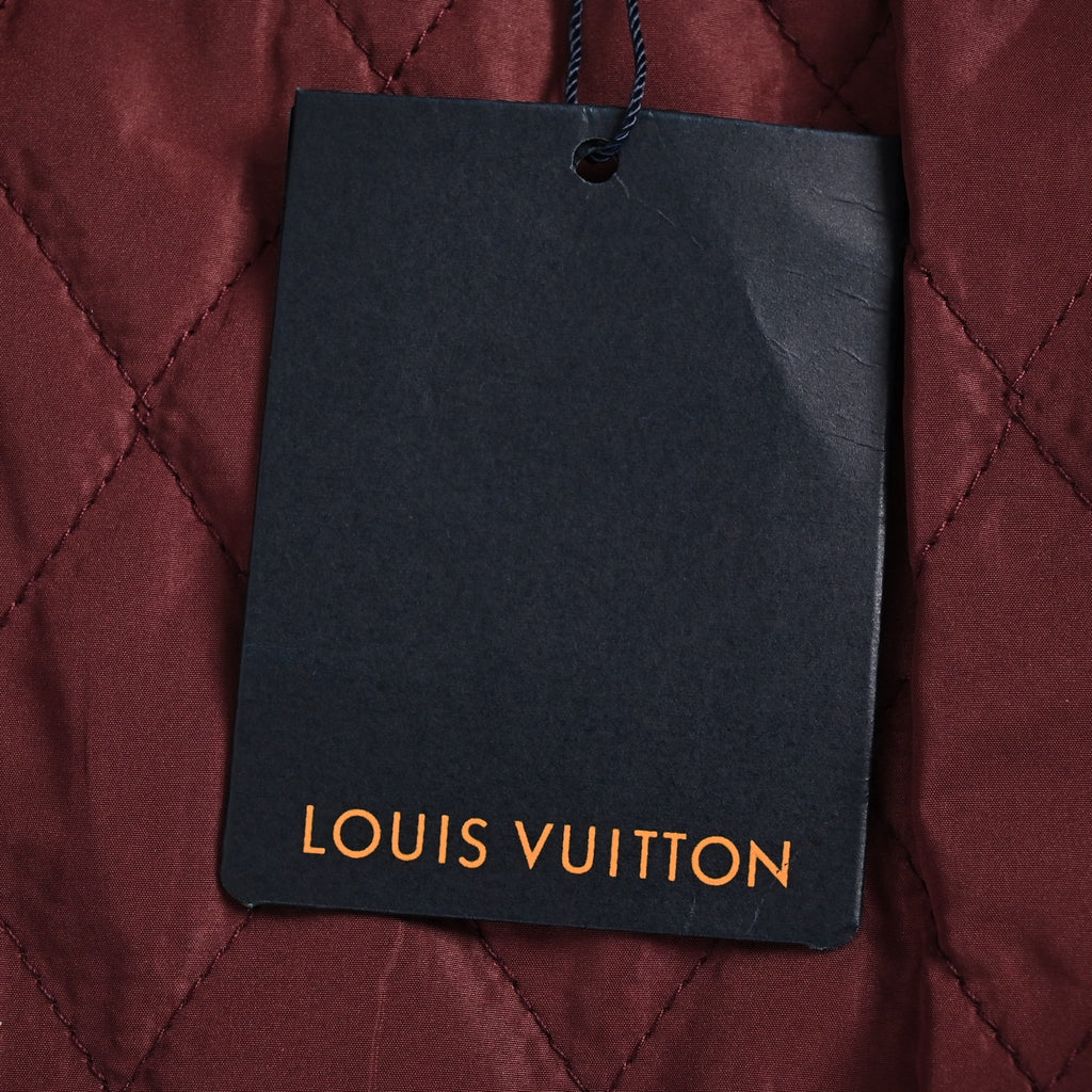 Louis Vuitton Embroidered Letter-Emblem Varsity Jacket | Burgundy & Cream