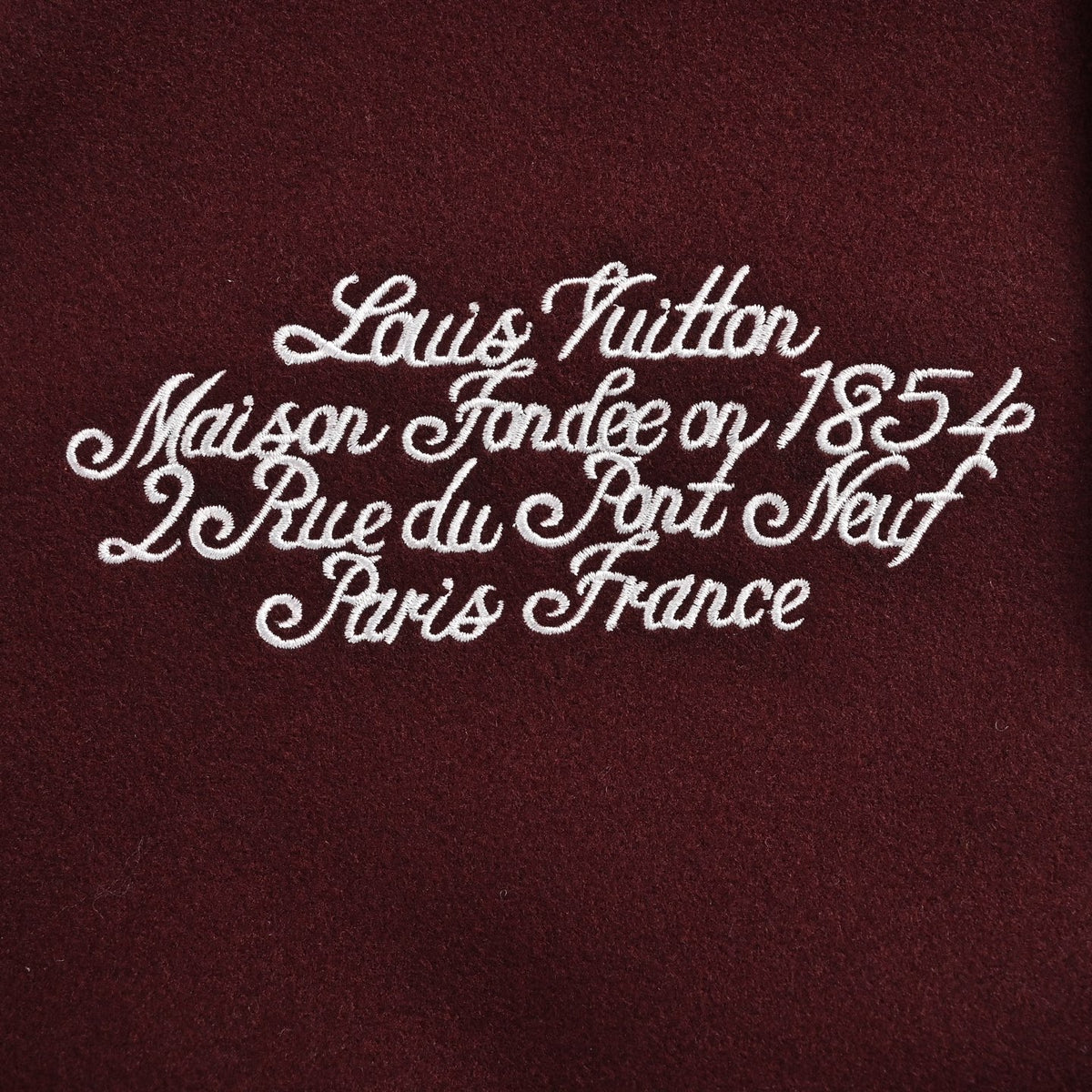 Louis Vuitton Embroidered Letter-Emblem Varsity Jacket | Burgundy & Cream