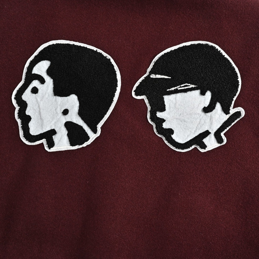 Louis Vuitton Embroidered Letter-Emblem Varsity Jacket | Burgundy & Cream