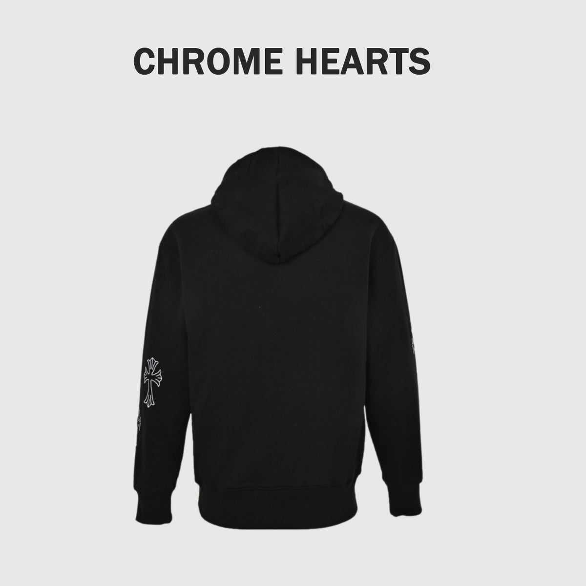 Chrome Hearts Laser-Etched Cross Pullover Hoodie | Black
