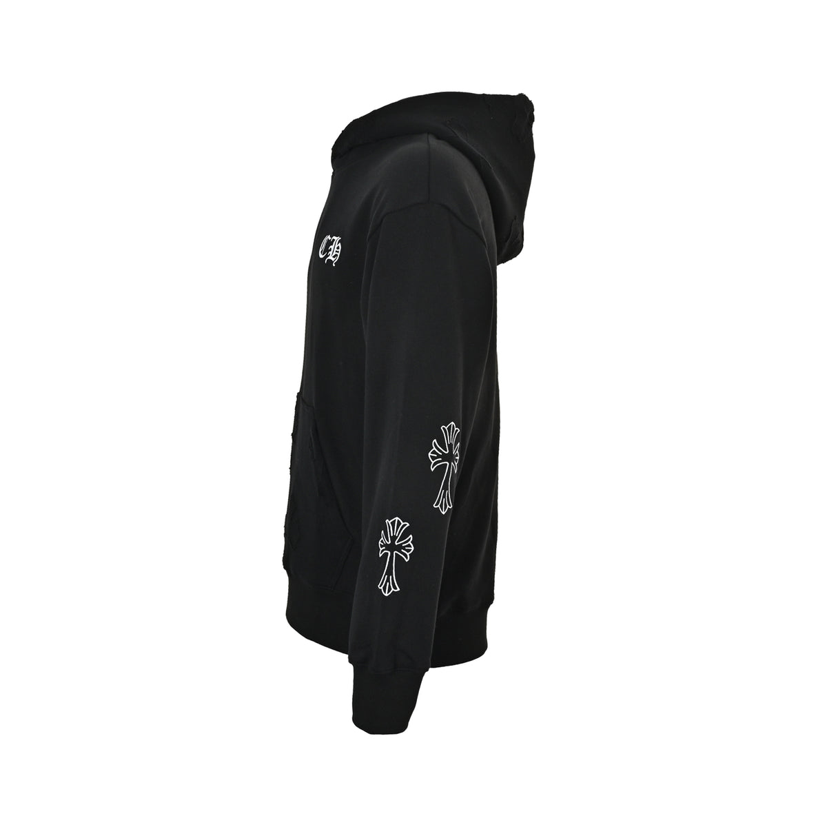 Chrome Hearts Laser-Etched Cross Pullover Hoodie | Black