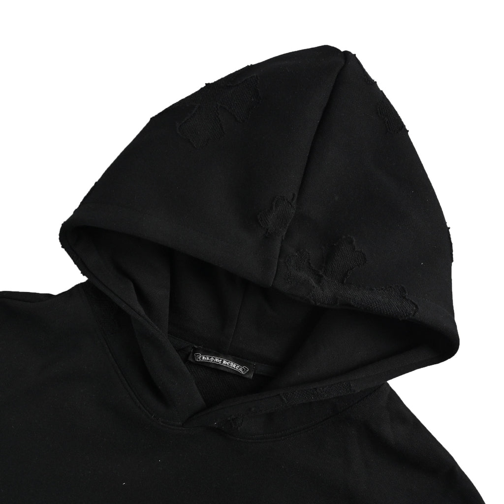 Chrome Hearts Laser-Etched Cross Pullover Hoodie | Black