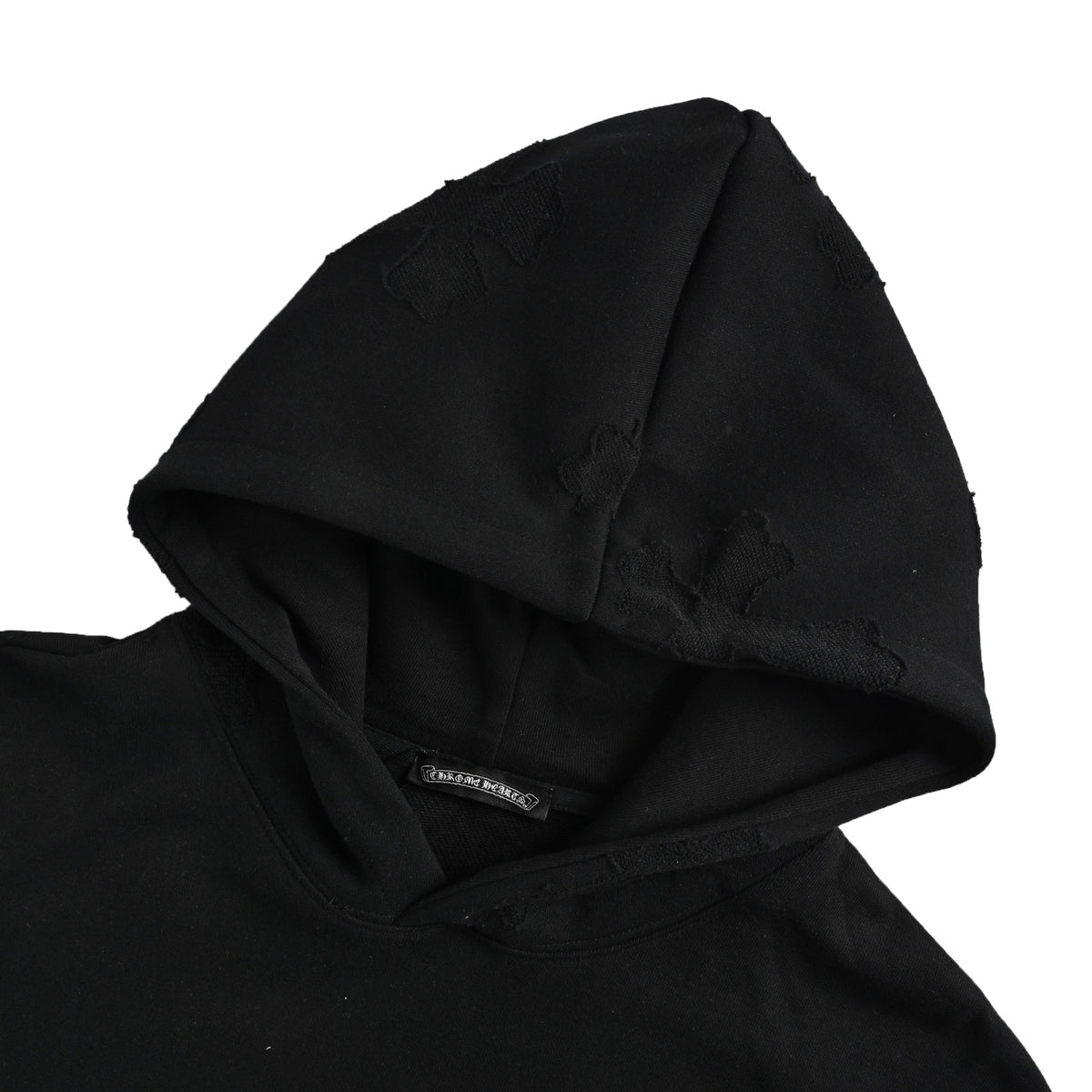 Chrome Hearts Laser-Etched Cross Pullover Hoodie | Black