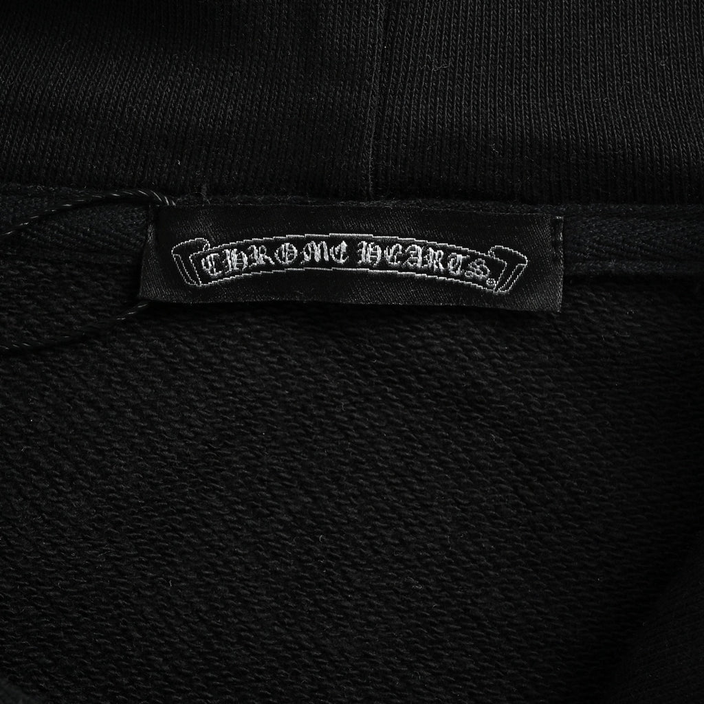 Chrome Hearts Laser-Etched Cross Pullover Hoodie | Black
