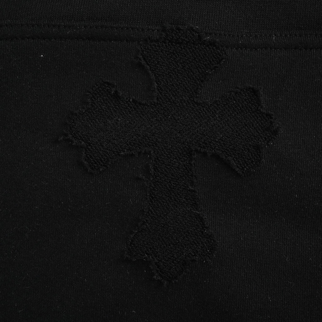 Chrome Hearts Laser-Etched Cross Pullover Hoodie | Black