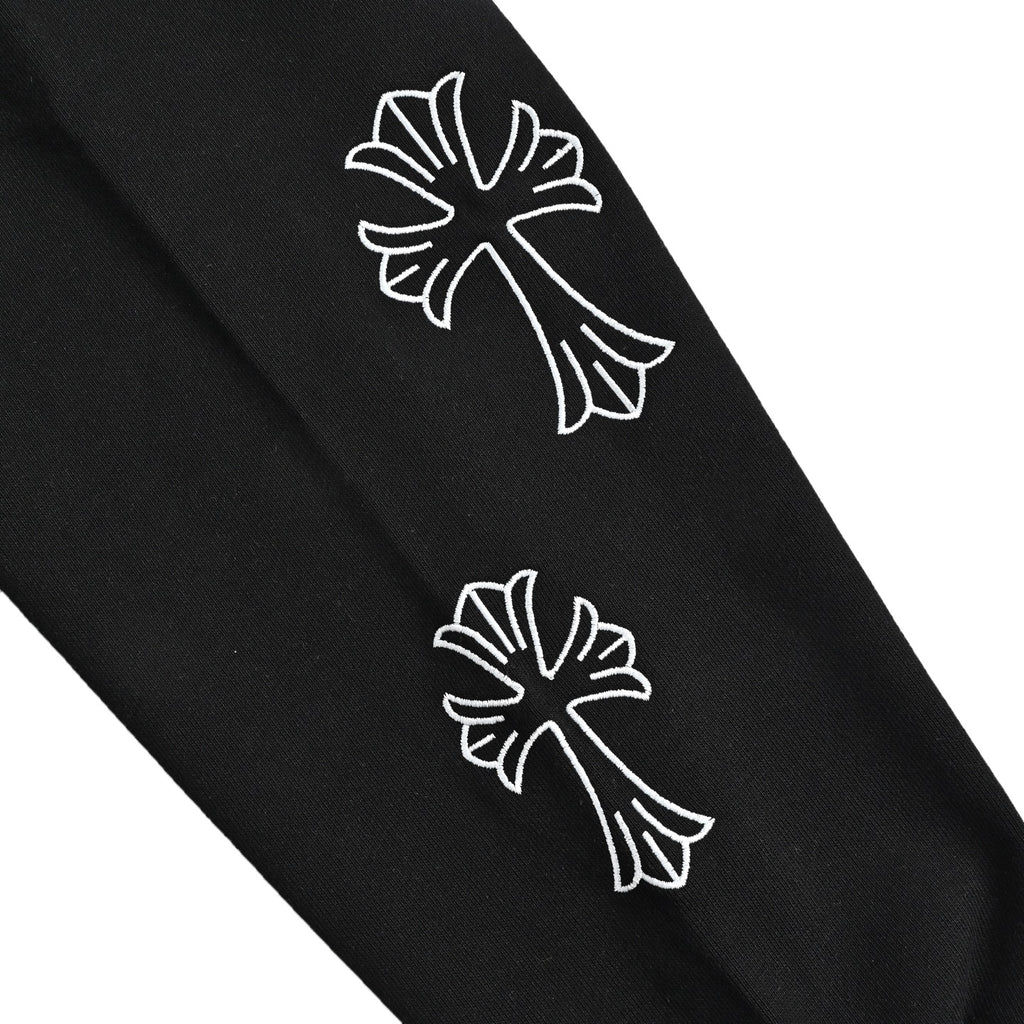 Chrome Hearts Laser-Etched Cross Pullover Hoodie | Black