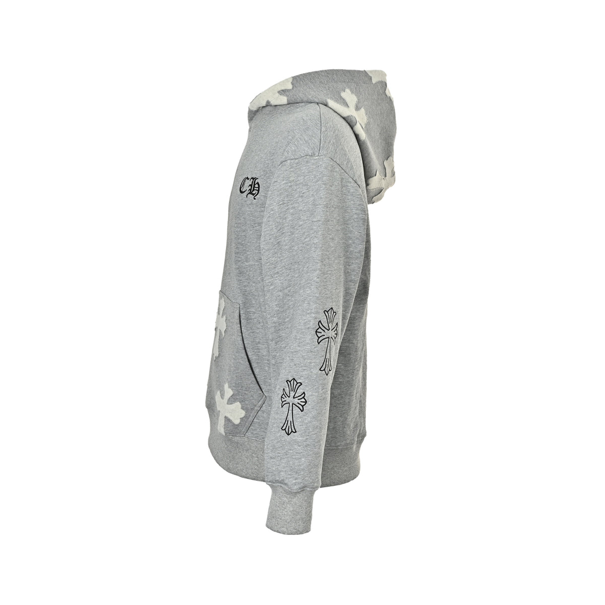 Chrome Hearts Laser-Etched Cross Pullover Hoodie | Grey