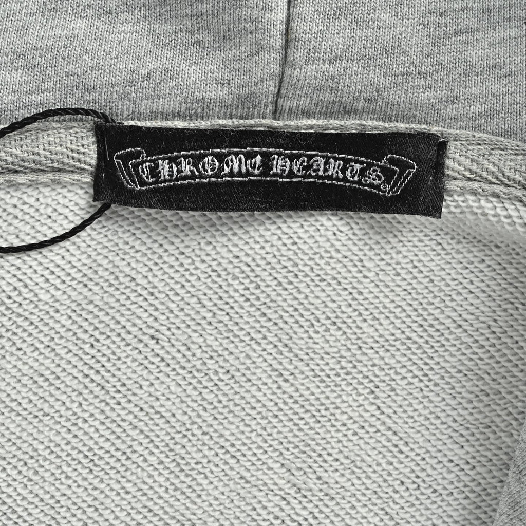 Chrome Hearts Laser-Etched Cross Pullover Hoodie | Grey