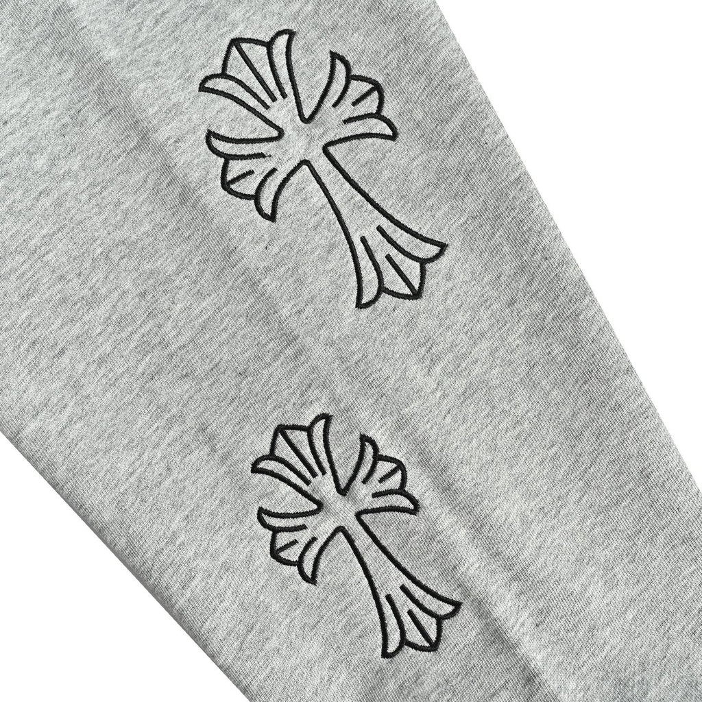 Chrome Hearts Laser-Etched Cross Pullover Hoodie | Grey