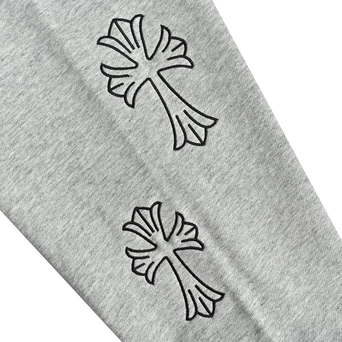 Chrome Hearts Laser-Etched Cross Pullover Hoodie | Grey