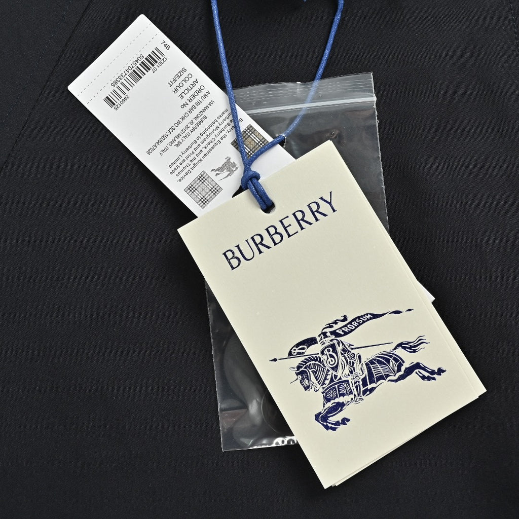 Burberry Metal-Logo Reversible Check Hooded Jacket | Navy & Black
