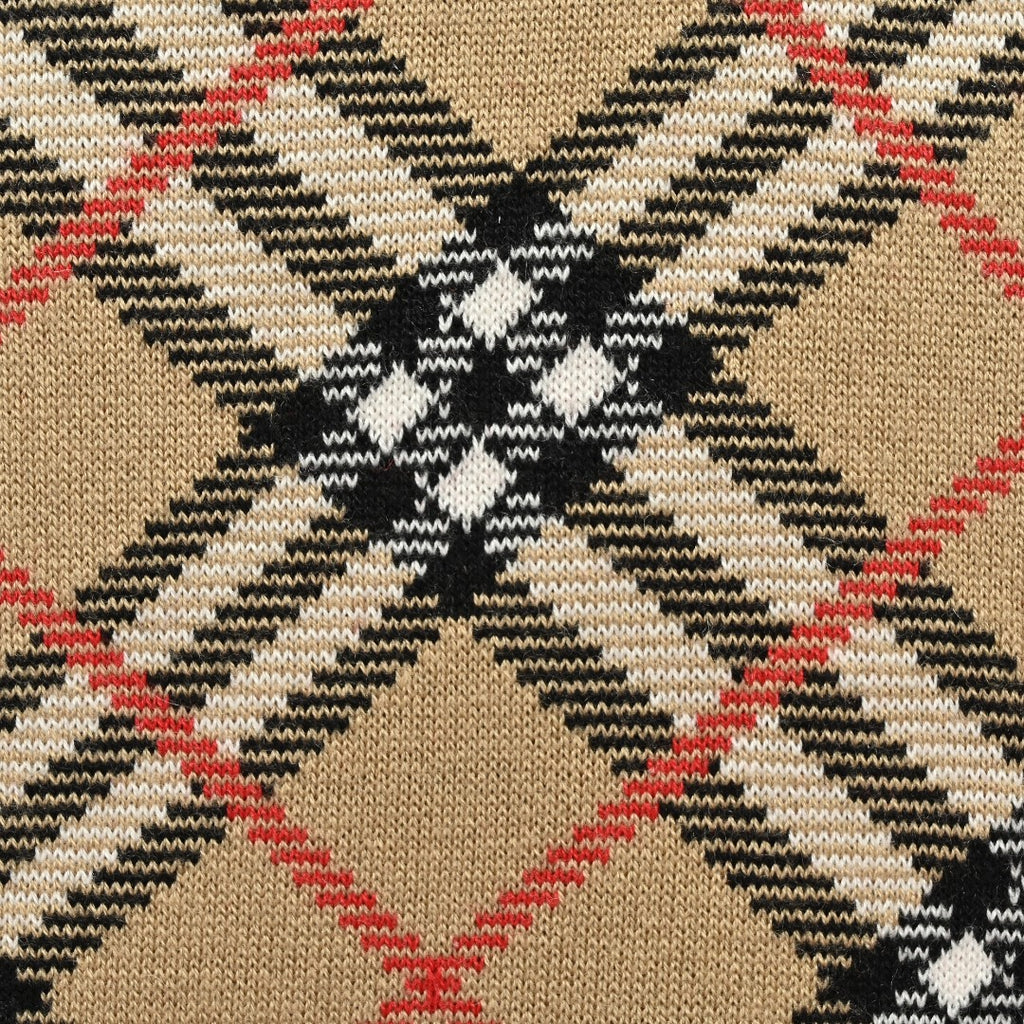 Burberry Diagonal Check Crewneck Knit Sweater | Camel