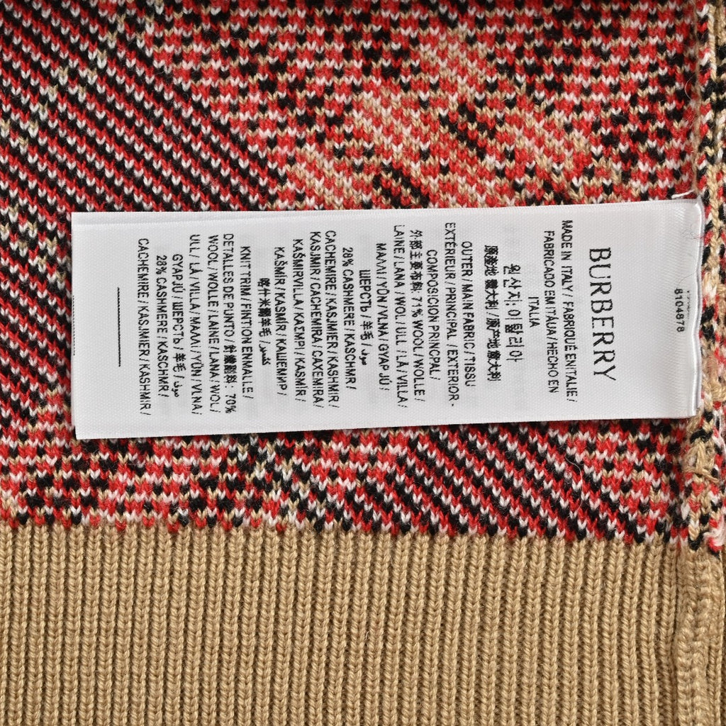 Burberry Diagonal Check Crewneck Knit Sweater | Camel