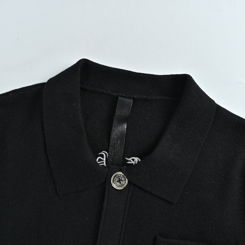 Chrome Hearts Cross & Gothic-Letter Embroidered Cardigan Jacket | Black