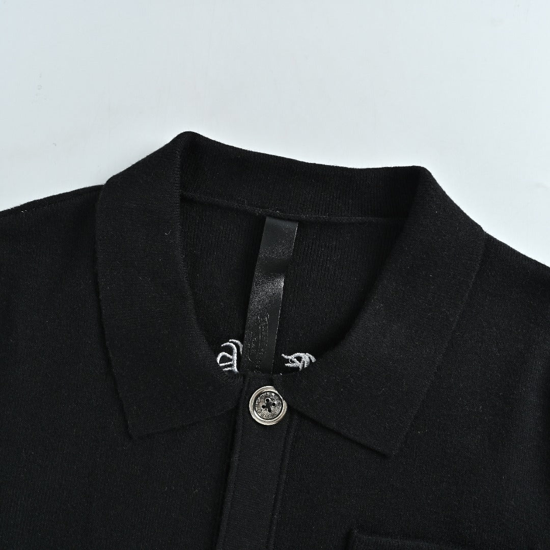 Chrome Hearts Cross & Gothic-Letter Embroidered Cardigan Jacket | Black