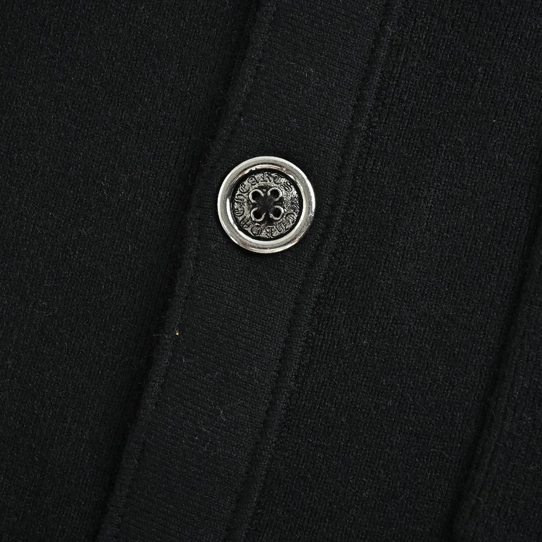 Chrome Hearts Cross & Gothic-Letter Embroidered Cardigan Jacket | Black