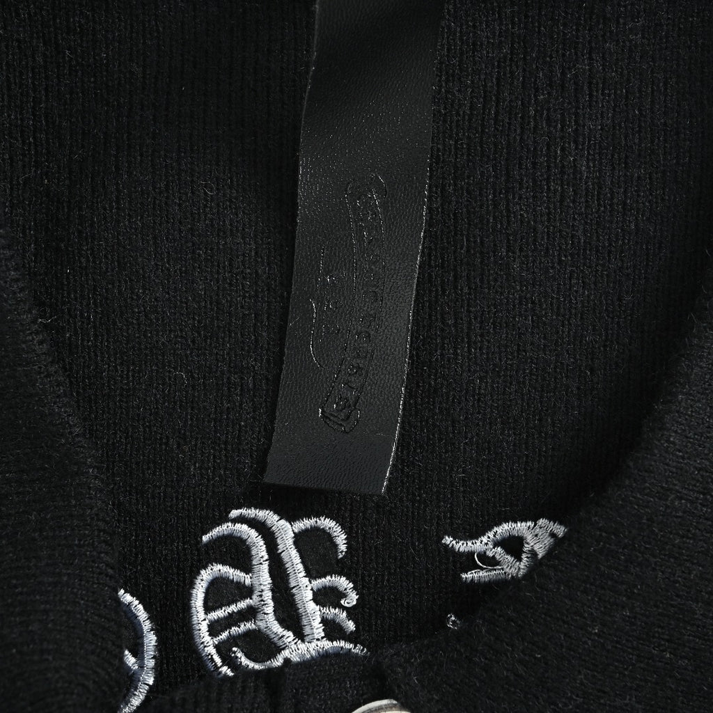 Chrome Hearts Cross & Gothic-Letter Embroidered Cardigan Jacket | Black