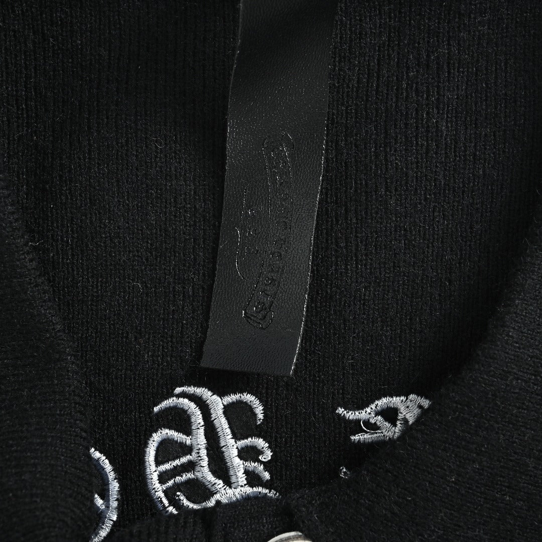 Chrome Hearts Cross & Gothic-Letter Embroidered Cardigan Jacket | Black