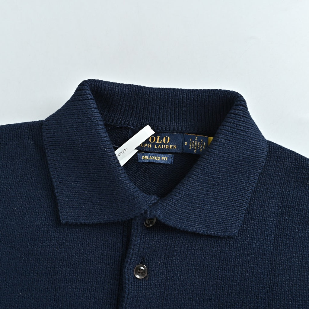Ralph Lauren Pony-Logo Four-Button Polo Sweater | Dark Navy