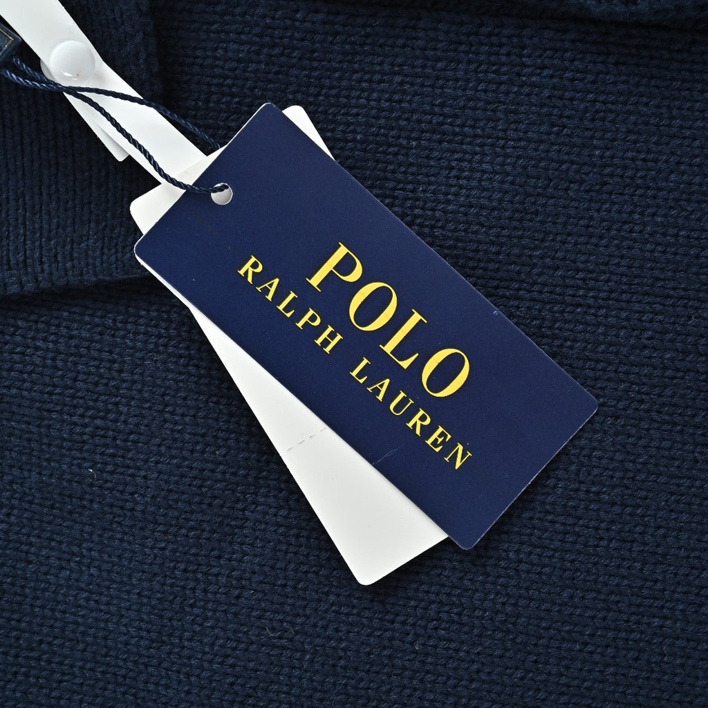 Ralph Lauren Pony-Logo Four-Button Polo Sweater | Dark Navy