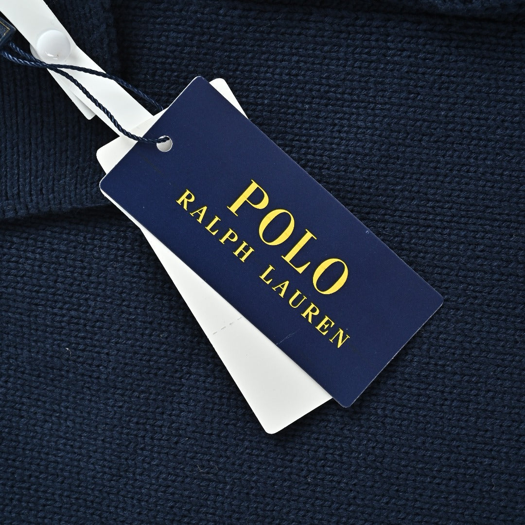 Ralph Lauren Pony-Logo Four-Button Polo Sweater | Dark Navy