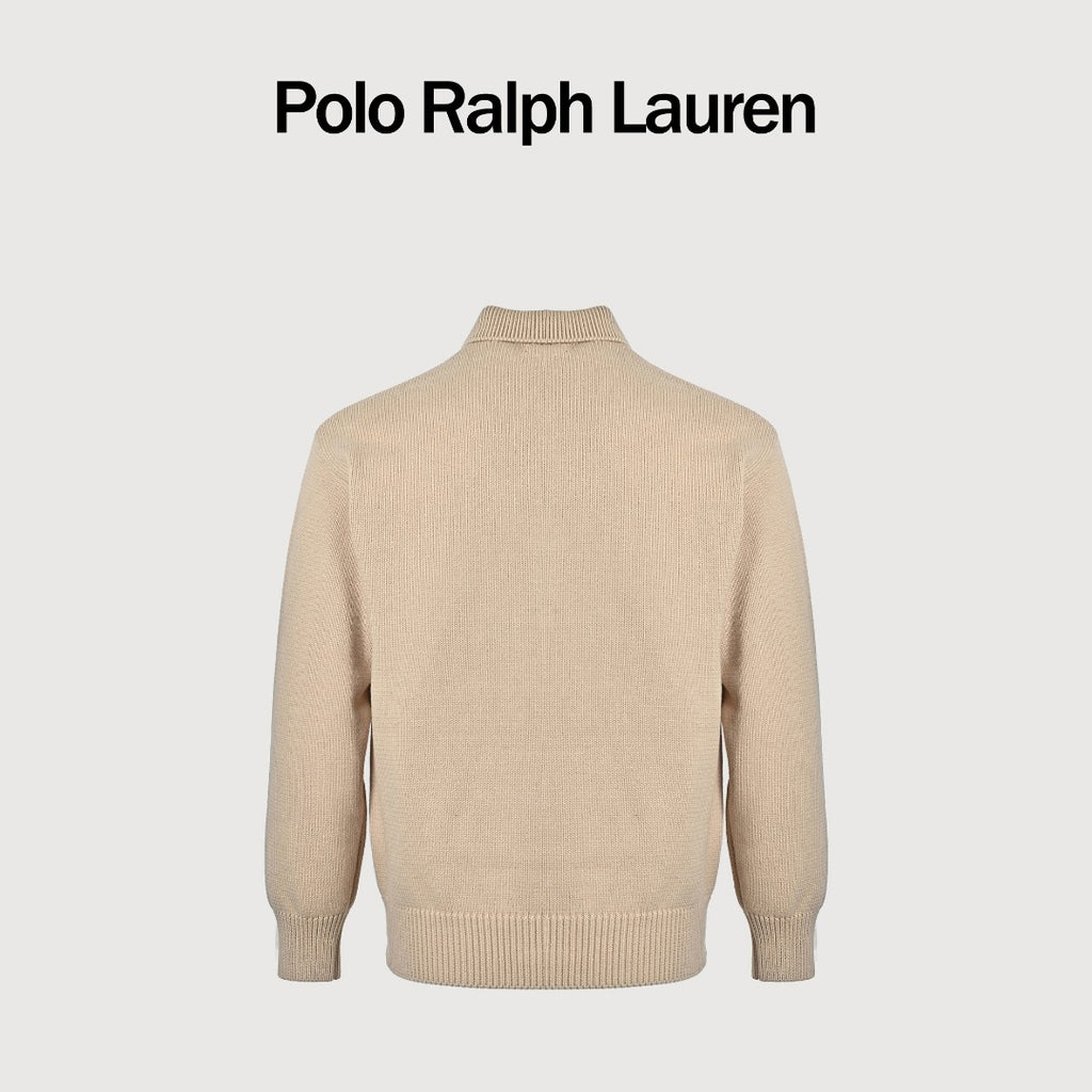 Ralph Lauren Pony-Logo Four-Button Polo Sweater | Khaki