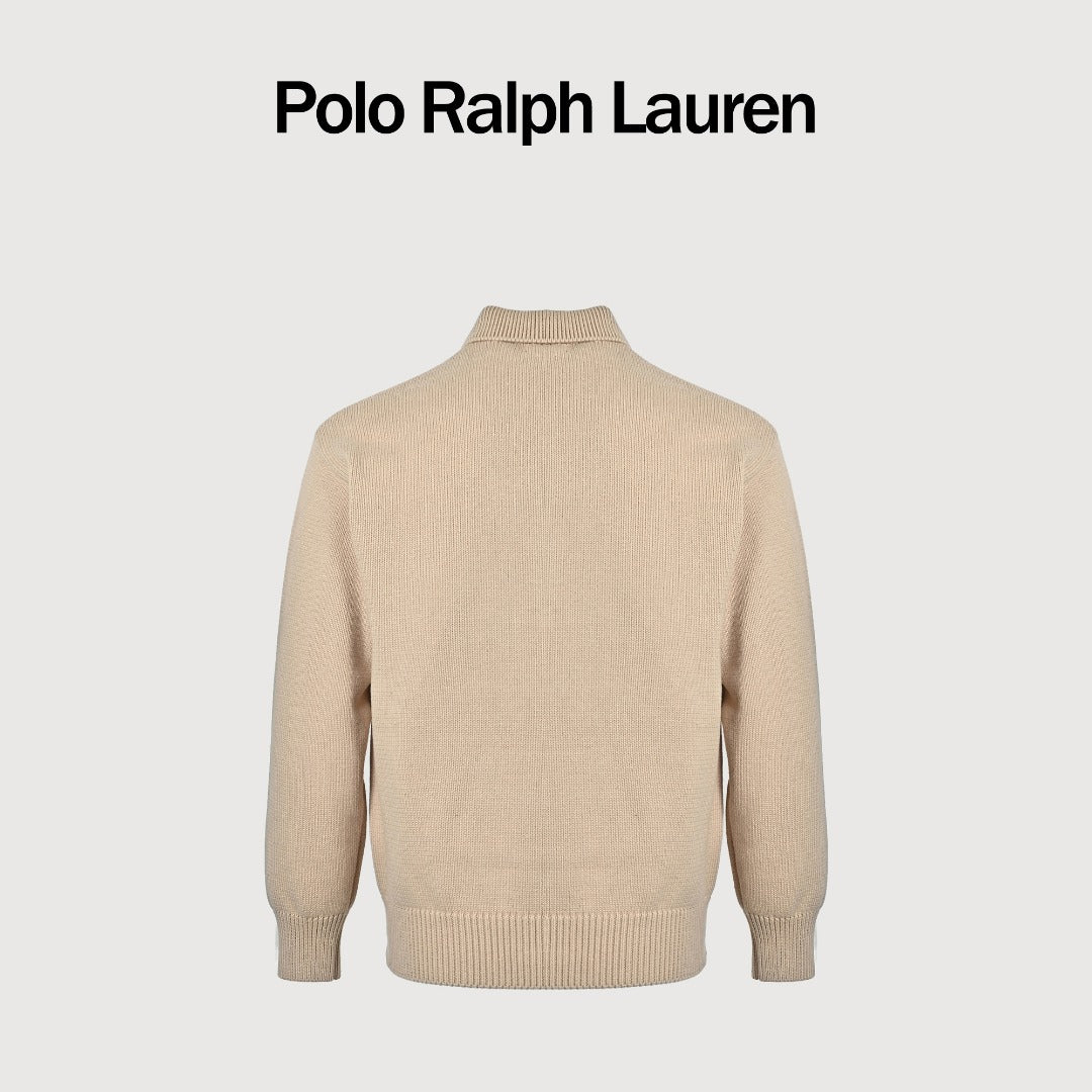 Ralph Lauren Pony-Logo Four-Button Polo Sweater | Khaki