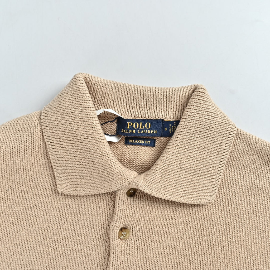 Ralph Lauren Pony-Logo Four-Button Polo Sweater | Khaki