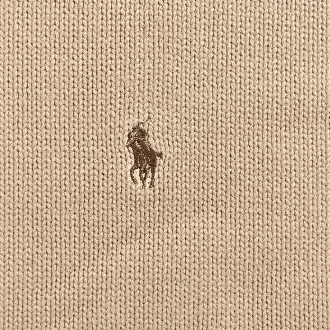 Ralph Lauren Pony-Logo Four-Button Polo Sweater | Khaki
