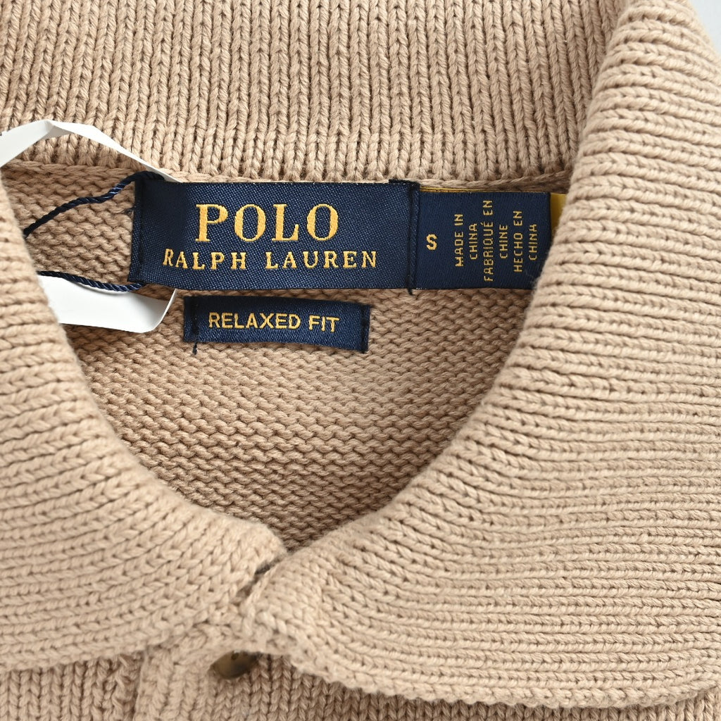 Ralph Lauren Pony-Logo Four-Button Polo Sweater | Khaki