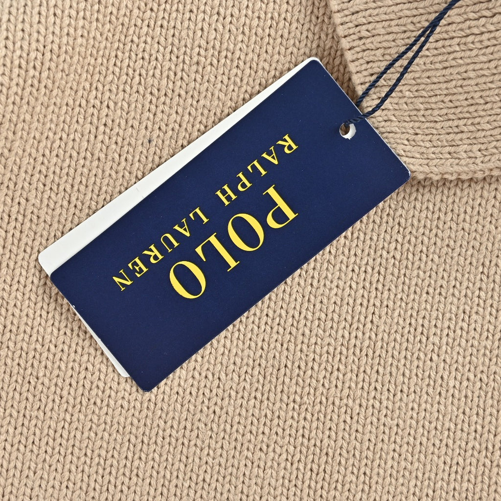 Ralph Lauren Pony-Logo Four-Button Polo Sweater | Khaki