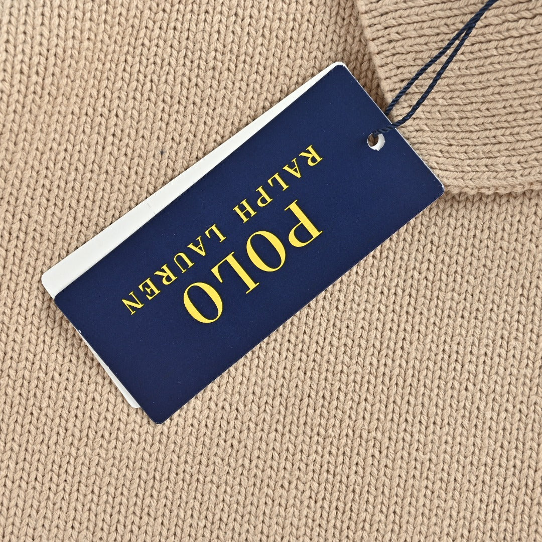 Ralph Lauren Pony-Logo Four-Button Polo Sweater | Khaki