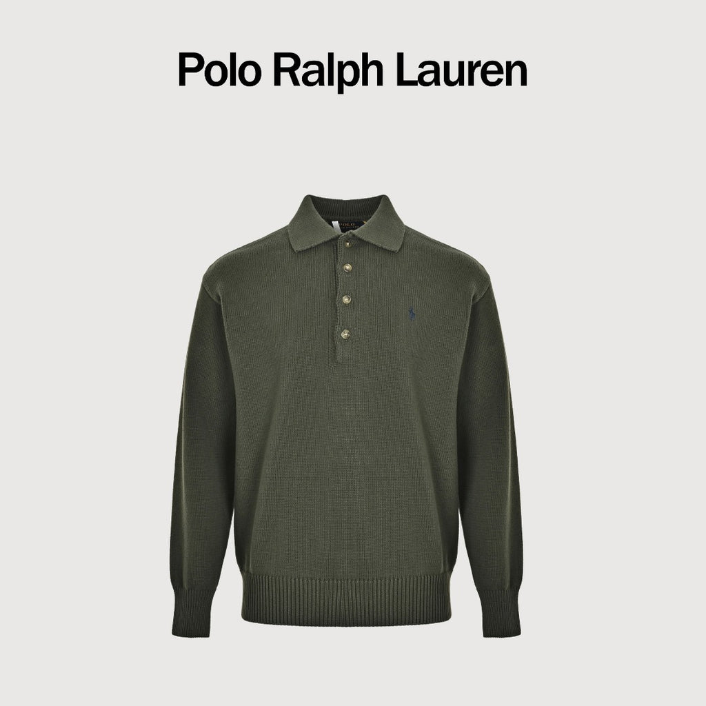 Ralph Lauren Pony-Logo Four-Button Polo Sweater | Green