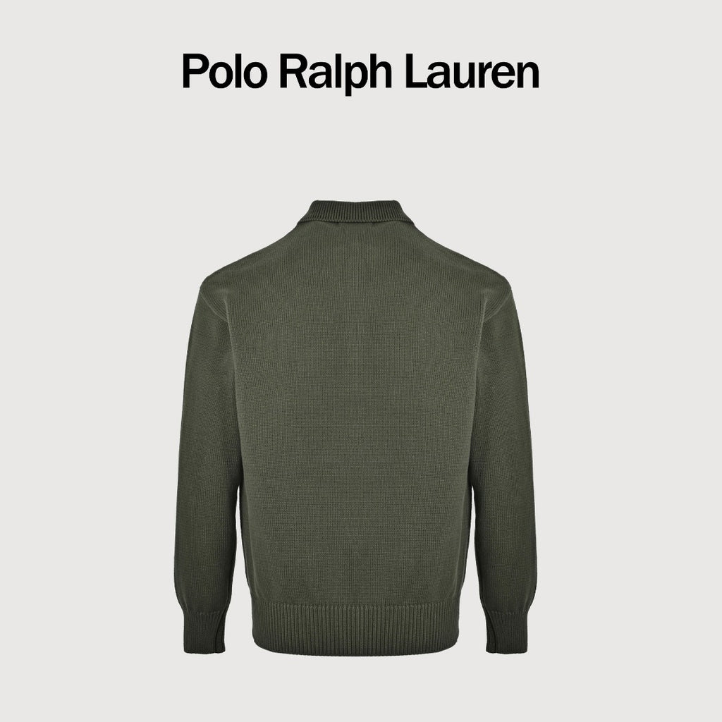 Ralph Lauren Pony-Logo Four-Button Polo Sweater | Green