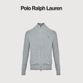 Ralph Lauren Pony-Logo Fine-Ribbed Full-Zip Sweater Jacket | Grey