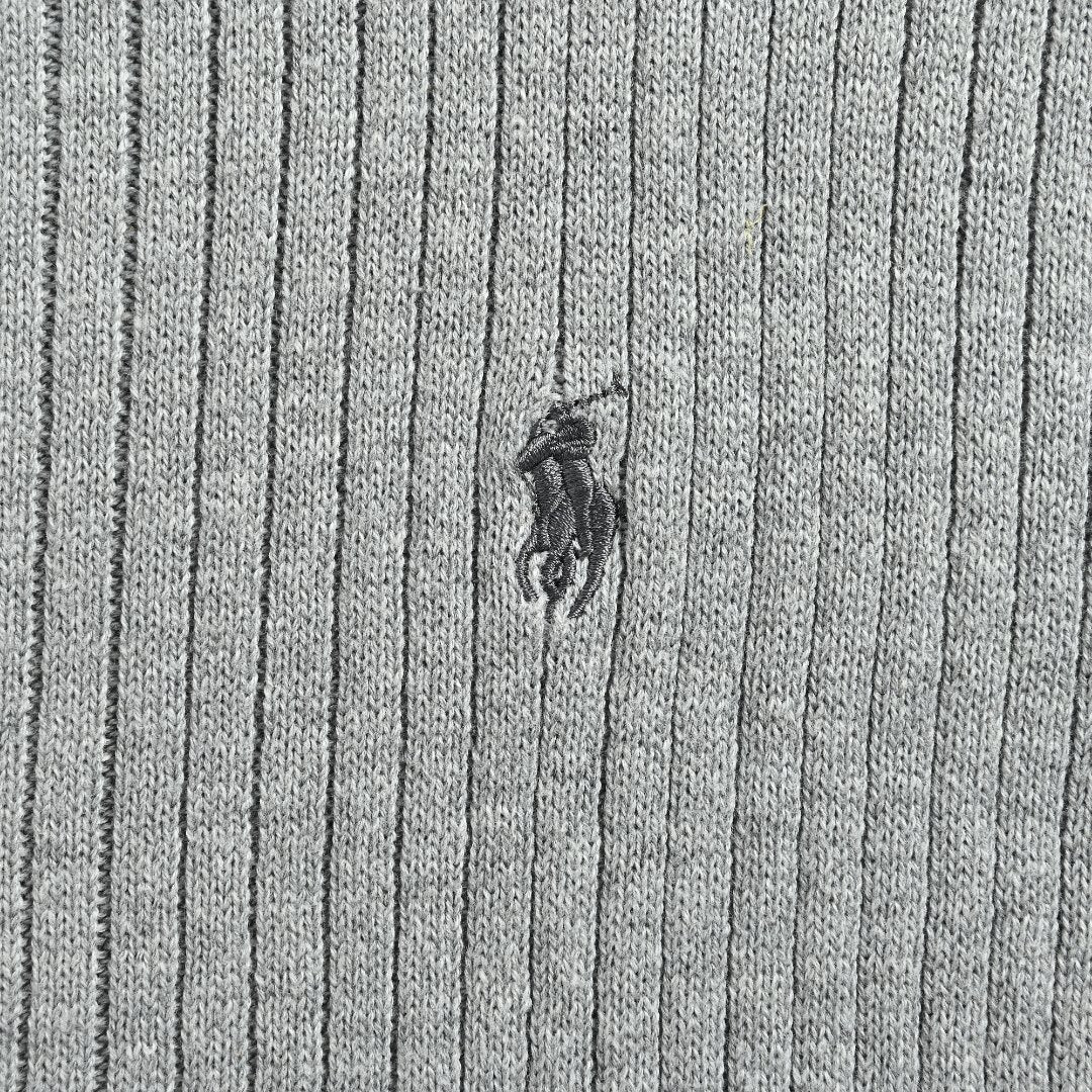 Ralph Lauren Pony-Logo Fine-Ribbed Full-Zip Sweater Jacket | Grey