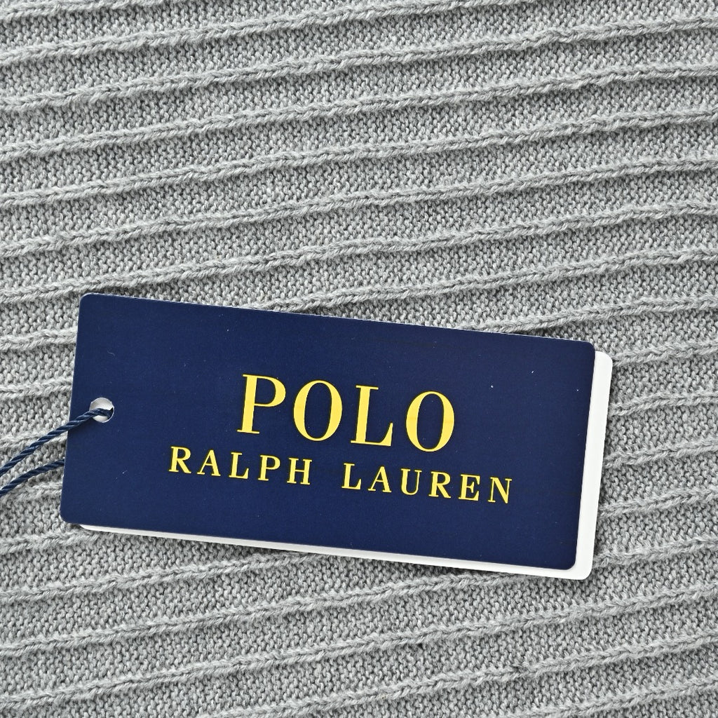 Ralph Lauren Pony-Logo Fine-Ribbed Full-Zip Sweater Jacket | Grey