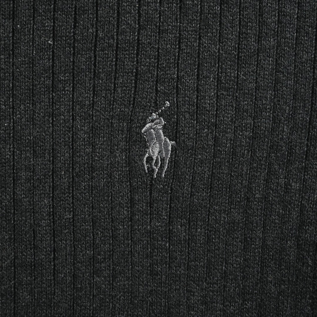 Ralph Lauren Pony-Logo Fine-Ribbed Full-Zip Sweater Jacket | Black