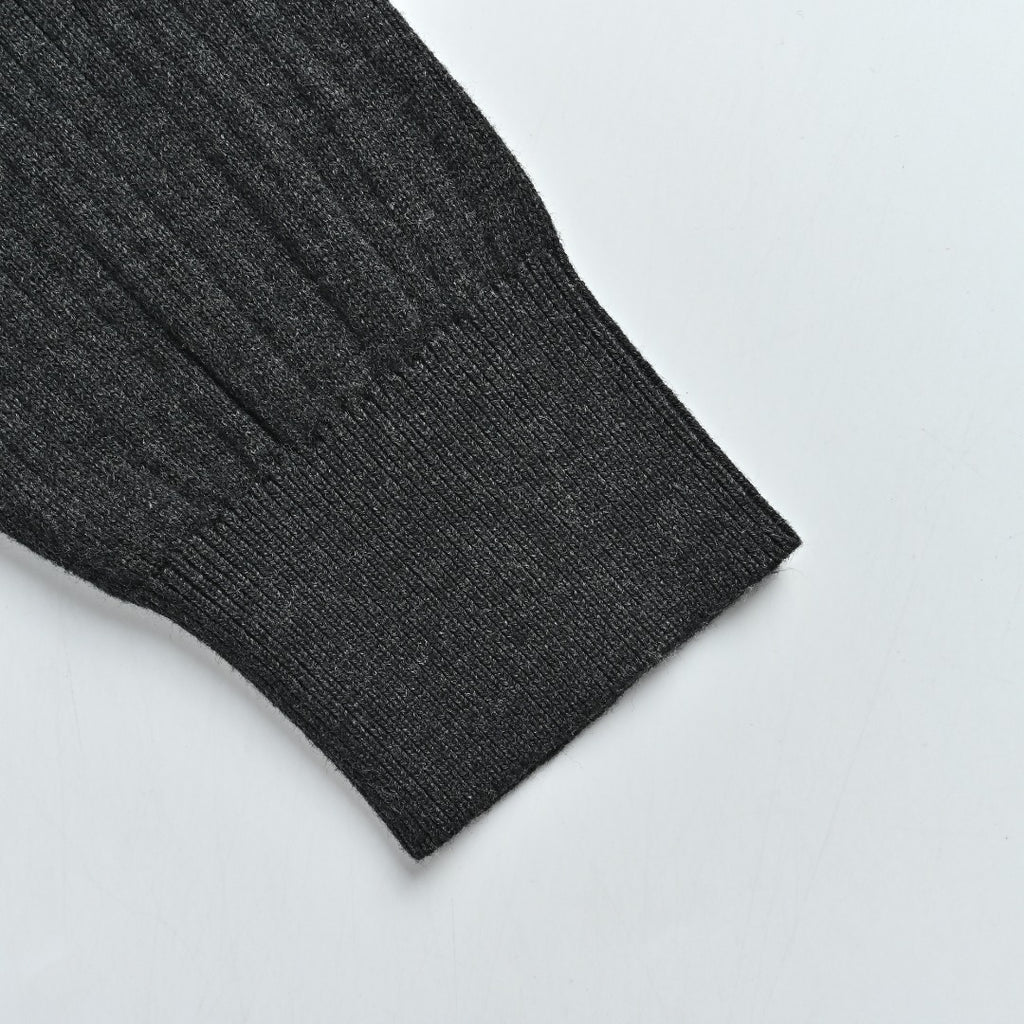Ralph Lauren Pony-Logo Fine-Ribbed Full-Zip Sweater Jacket | Black