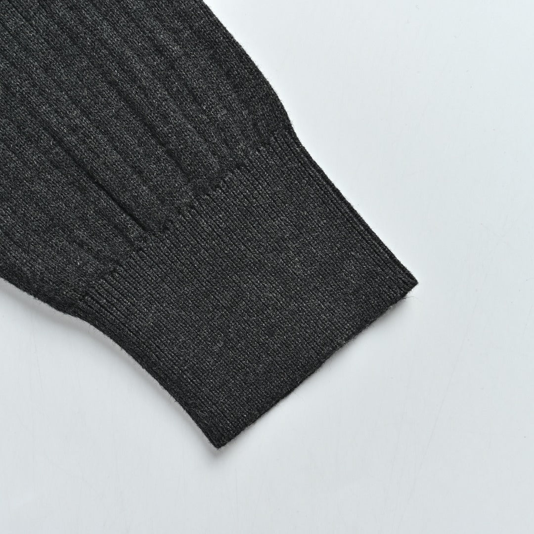 Ralph Lauren Pony-Logo Fine-Ribbed Full-Zip Sweater Jacket | Black