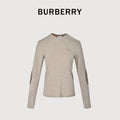 Burberry Knight-Motif Check Elbow-Patch Long-Sleeve Top | Beige