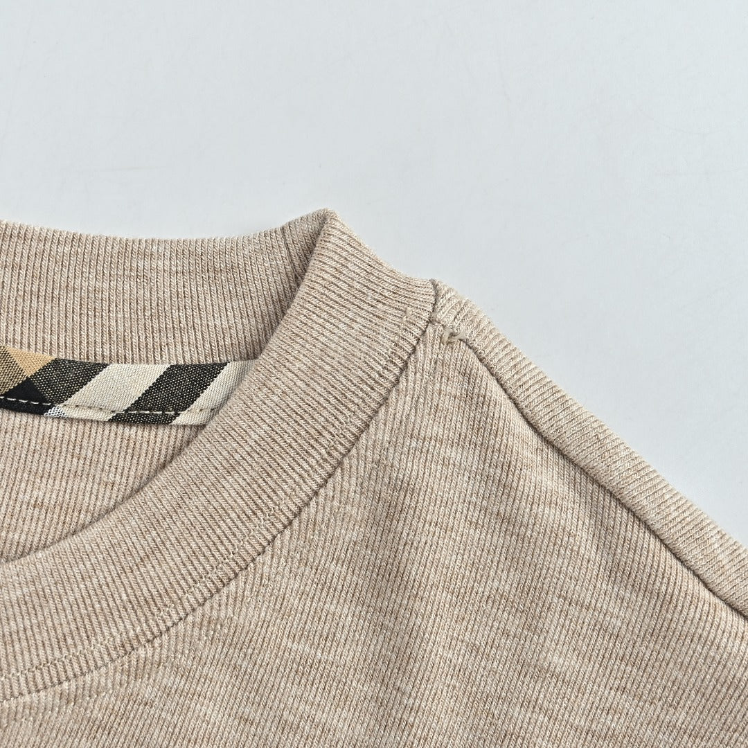 Burberry Knight-Motif Check Elbow-Patch Long-Sleeve Top | Beige