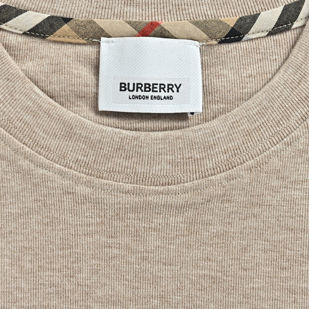 Burberry Knight-Motif Check Elbow-Patch Long-Sleeve Top | Beige